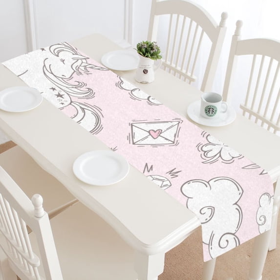 MKHERT Unicorns Table Runner for Office Kitchen Dining Room Wedding Party 16x72 inch