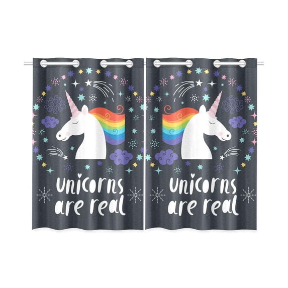 MKHERT Unicorns are Real Window Curtains Kitchen Curtain Room Bedroom Drapes Curtains 26x39 inch, 2 Piece