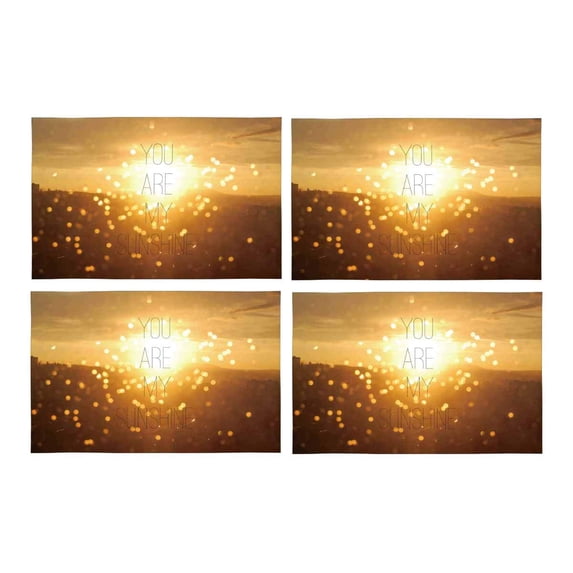 MKHERT Valentine Love Quotes You are My Sunshine with Lights Placemats Table Mats for Dining Room Kitchen Table Decoration 12x18 inch,Set of 4