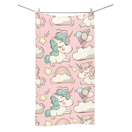 MKHERT Vector Pattern With Cute Unicorns Bath Towel Shower Towel Wash Cloth Face Towels 16x28 Inches