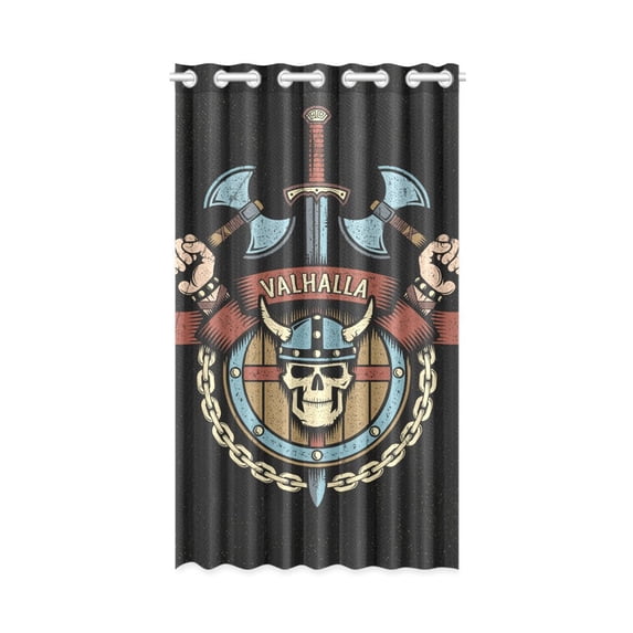 MKHERT Viking Pirates Skull Window Curtain Living Room,Bedroom Window Drapes 52x84 inch
