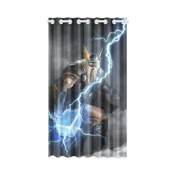 MKHERT Viking of Lightning Thor Window Curtain Living Room,Bedroom Window Drapes 52x84 inch