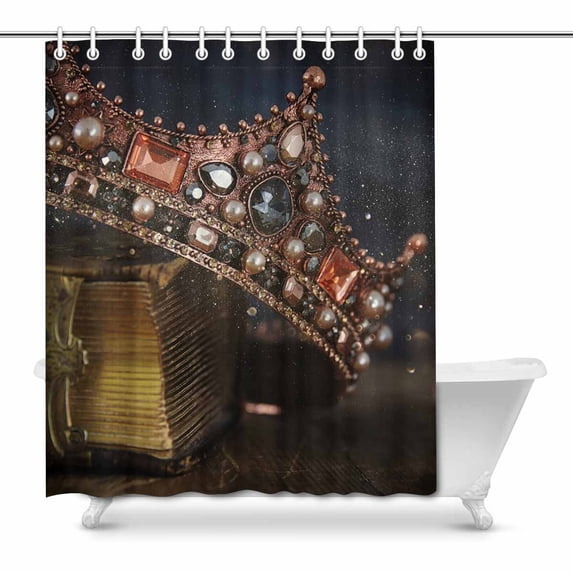 MKHERT Vintage Beautiful Queen_King Crown On Old Book Medieval House Decor Shower Curtain for Bathroom Decorative Bathroom Shower Curtain Set 66x72 inch