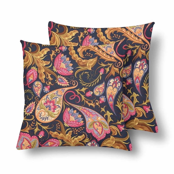 MKHERT Vintage Flowers Paisley Pattern Pillowcase Pillow Protector Cushion Cover 18x18 inch,Set of 2