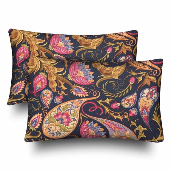 MKHERT Vintage Flowers Paisley Pattern Pillowcase Pillow Protector Cushion Cover 20x30 inch,Set of 2