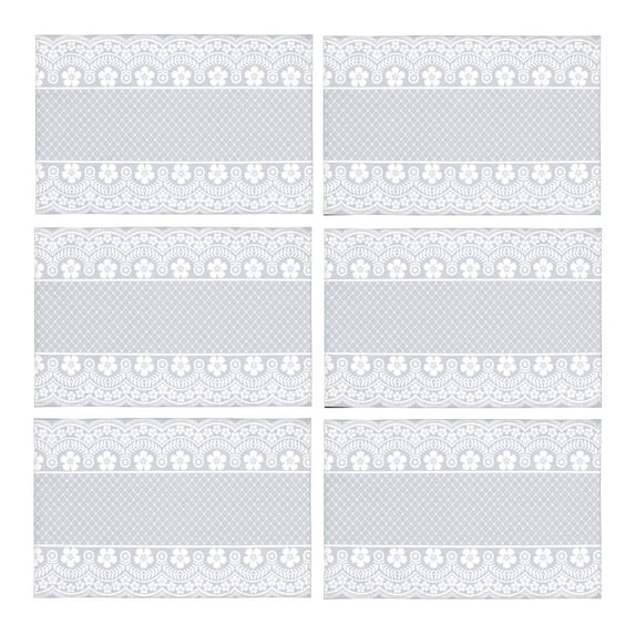 MKHERT Vintage Light Blue Lace Flower Placemats Table Mats for Dining Room Kitchen Table Decoration 12x18 inch,Set of 6