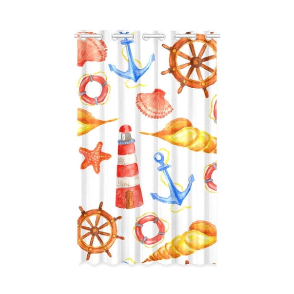 MKHERT Vintage Nautical Pattern Window Curtain Living Room,Bedroom Window Drapes 52x84 inch