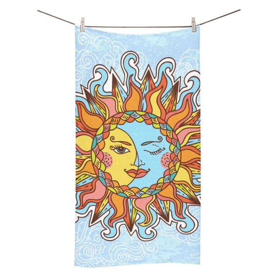 MKHERT Vintage Stylized Magic Sun And Moon Bath Towel Shower Towel Wash Cloth Face Towels 16x28 Inches