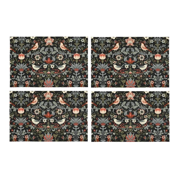 MKHERT Vintage William Morris Placemats Table Mats for Dining Room Kitchen Table Decoration 12x18 inch,Set of 4
