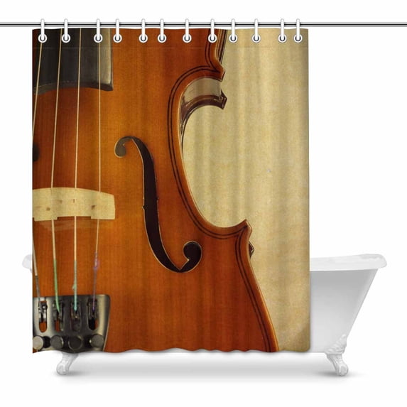 MKHERT Violin in Old Grunge Background Classical Instruments Decor Waterproof Polyester Bathroom Shower Curtain Bath Decorations 60x72 inch