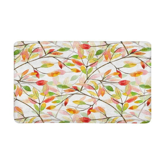 MKHERT Watercolor Autumn Twigs Tree Branches with Leaves Doormat Rug Home Decor Floor Mat Bath Mat 30x18 inch