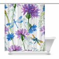 thumbnail image 1 of MKHERT Watercolor Blue Flowers and Dragonflies Waterproof Shower Curtain Decor Fabric Bathroom Set 60x72 inch, 1 of 1