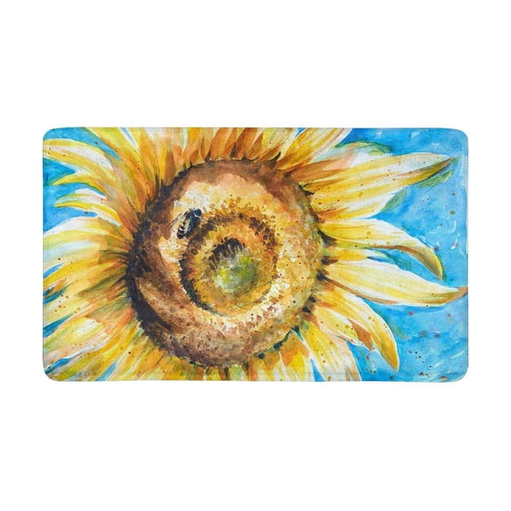 MKHERT Watercolor Bright Golden Sunflower with Honey Bee Painting Doormat Rug Home Decor Floor Mat Bath Mat 30x18 inch