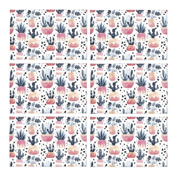 MKHERT Watercolor Cacti Succulents and Monstera Tropical Plant Placemats Table Mats for Dining Room Kitchen Table Decoration 12x18 inch,Set of 6