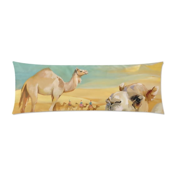 MKHERT Watercolor Camel In Desert Body Pillowcase Pillow Protector Cushion Cover 20x60 inch