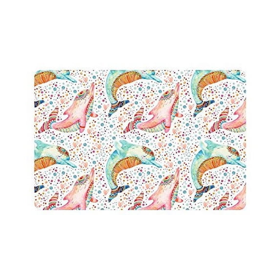 MKHERT Watercolor Dolphins Bubbles Polka Dots Animals Doormat Rug Home Decor Floor Mat Bath Mat 23.6x15.7 inch