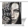 thumbnail image 1 of MKHERT Watercolor Fashion Girl Portrait with Feathers and Freckles Decor Waterproof Polyester Fabric Shower Curtain Bathroom Sets 66x72 inch, 1 of 1