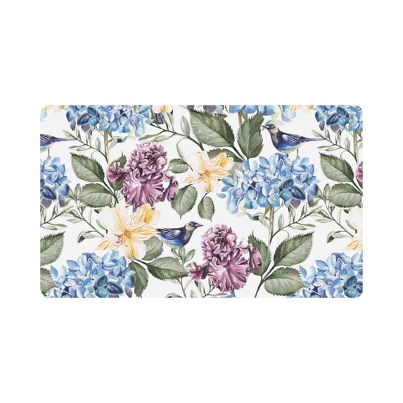 MKHERT Watercolor Flowers Hydrangeas and Hummingbirds Doormat Rug Home Decor Floor Mat Bath Mat 30x18 inch