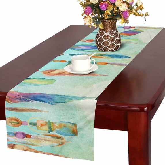 MKHERT Watercolor Jewellery With Sea Shells Table Runner For Wedding Party Decoration Kitchen Decor Decoration 16x72 inch