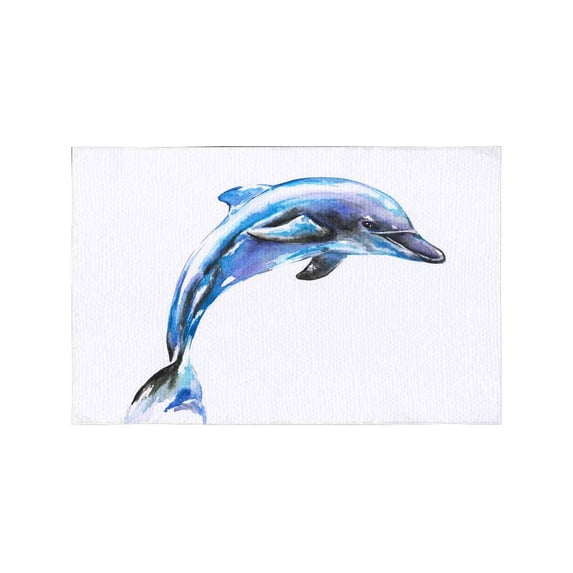 MKHERT Watercolor Jumping Blue Dolphin Sea Life Placemats Table Mats for Dining Room Kitchen Table Decoration 12x18 inch,Set of 4