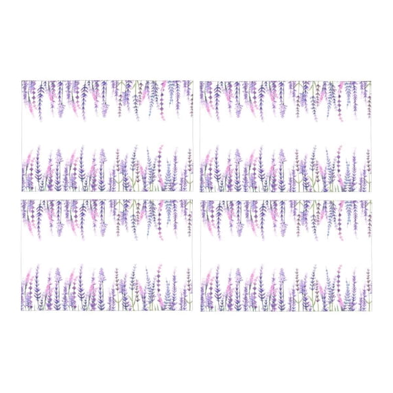 MKHERT Watercolor Lavender Flowers with Plants Placemats Table Mats for Dining Room Kitchen Table Decoration 12x18 inch,Set of 4