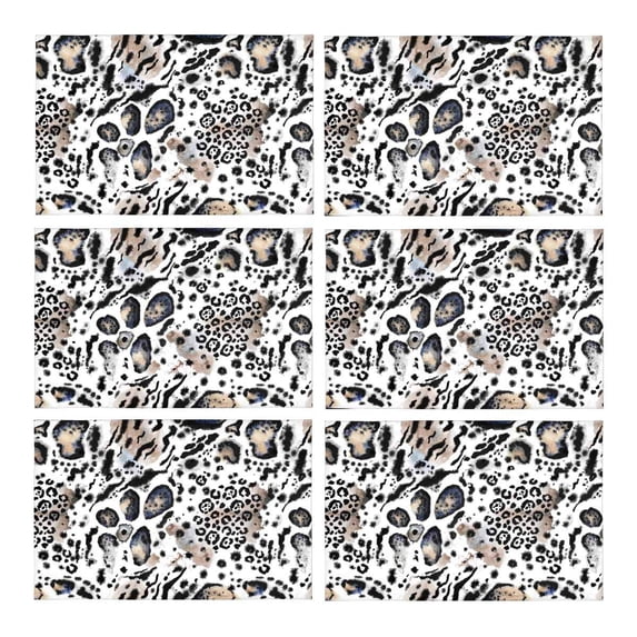 MKHERT Watercolor Leopard Spots and Tiger Stripes Animal Prints Skin Placemats Table Mats for Dining Room Kitchen Table Decoration 12x18 inch,Set of 6