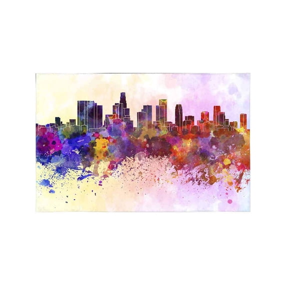 MKHERT Watercolor Los Angeles Skyline American City Placemats Table Mats for Dining Room Kitchen Table Decoration 12x18 inch,Set of 6