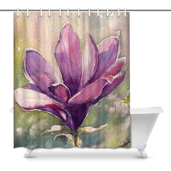 MKHERT Watercolor Magnolia Flowers Floral Painting House Decor Shower Curtain for Bathroom Decorative Bathroom Shower Curtain Set 66x72 inch