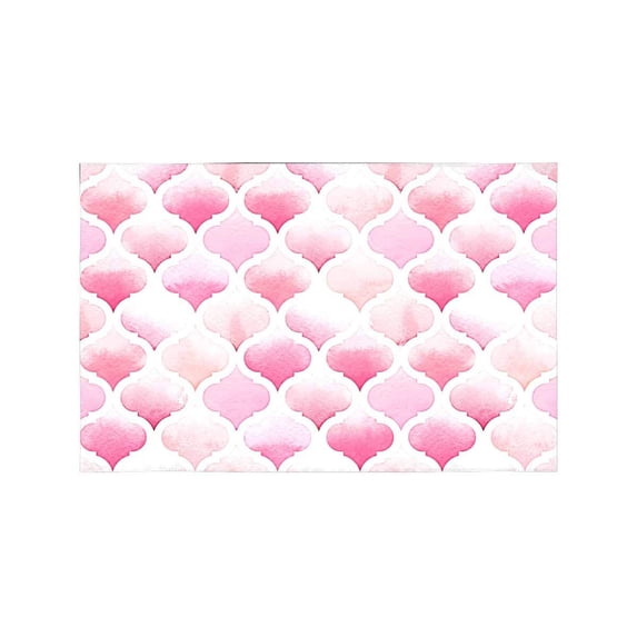 MKHERT Watercolor Pink Quatrefoil Moroccan Tile Placemats Table Mats for Dining Room Kitchen Table Decoration 12x18 inch,Set of 4