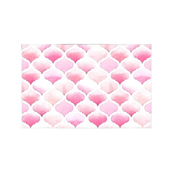 MKHERT Watercolor Pink Quatrefoil Moroccan Tile Placemats Table Mats for Dining Room Kitchen Table Decoration 12x18 inch,Set of 6