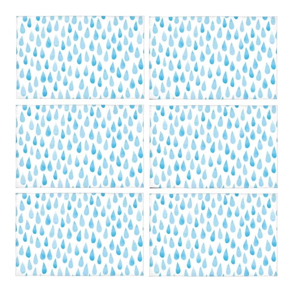 MKHERT Watercolor Rain Drops Stylized Blue Raindrops Placemats Table Mats for Dining Room Kitchen Table Decoration 12x18 inch,Set of 6
