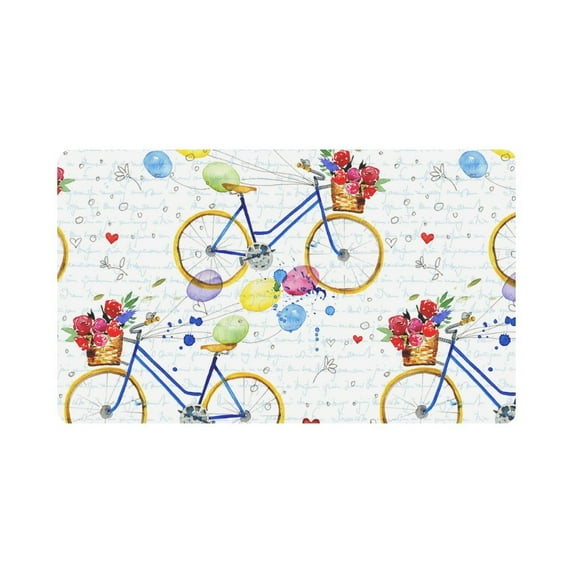 MKHERT Watercolor Vintage Bike Retro Bicycle Flowers Balloon Doormat Rug Home Decor Floor Mat Bath Mat 30x18 inch