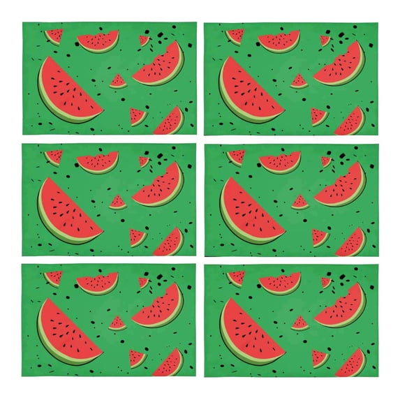 MKHERT Watercolor Watermelon Placemats Table Mats for Dining Room Kitchen Table Decoration 12x18 inch,Set of 6