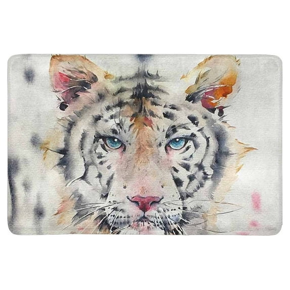 MKHERT Watercolour Painting of White Tiger Doormat Rug Home Decor Floor Mat Bath Mat 23.6x15.7 inch