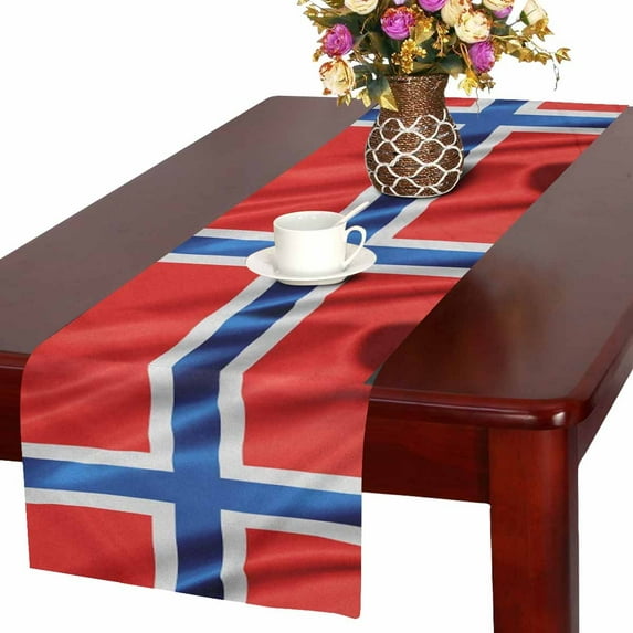 MKHERT Waving Norway Flag Table Runner Home Decor for Home Kitchen Dining Wedding Party 16x72 Inch