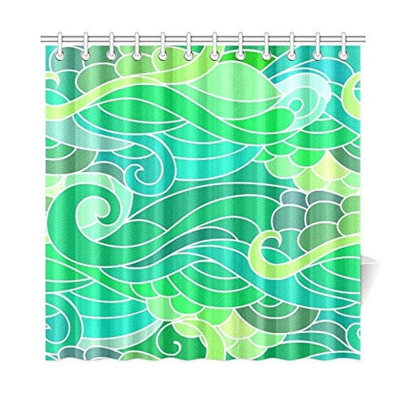 MKHERT Wavy Curly Ocean Shower Curtain Home Decor Bathroom Shower Curtain 66x72 inch