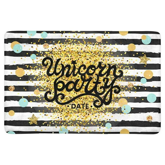 MKHERT Welcome Unicorn Party On Stripes and Dots Doormat Rug Home Decor Floor Mat Bath Mat 23.6x15.7 inch