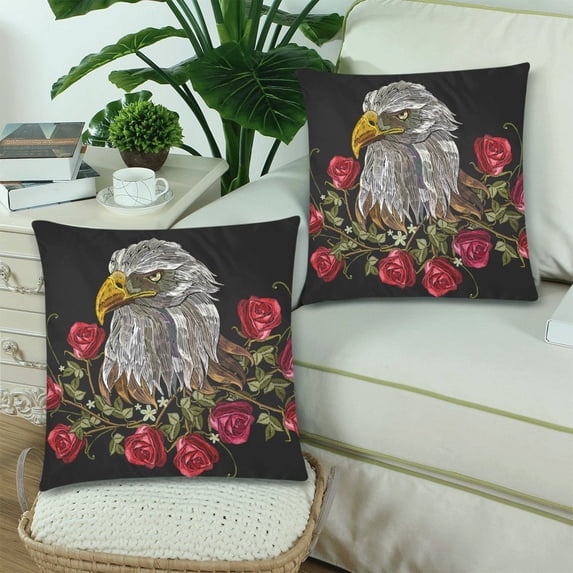 MKHERT White Eagle and Roses Throw Pillowcase Pillow Cover Cushion Couver 18x18 inch, Set of 2