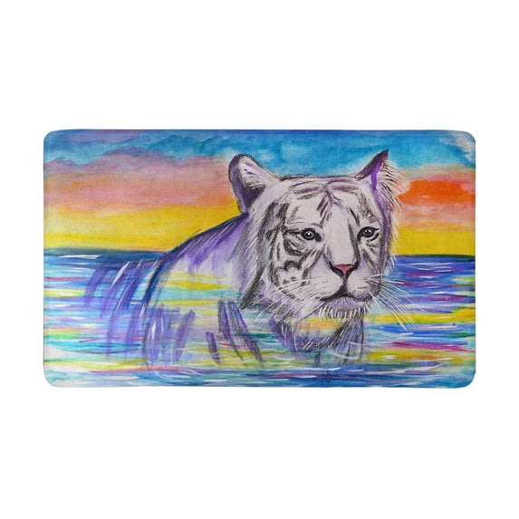 MKHERT White Tiger Animal with Colorful Sea Background Doormat Rug Home Decor Floor Mat Bath Mat 30x18 inch