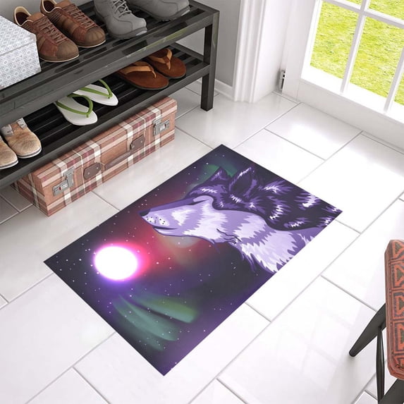 MKHERT Wolf And Moon Doormat Rug Home Decor Floor Mat Bath Mat 23.6x15.7 inch