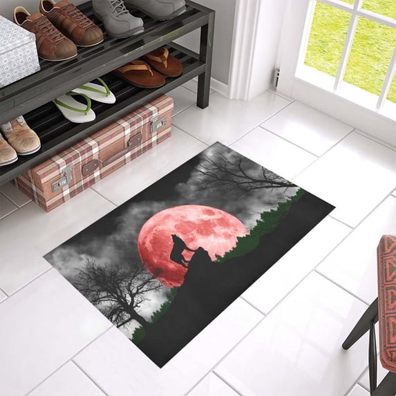 MKHERT Wolf Black Doormat Rug Home Decor Floor Mat Bath Mat 23.6x15.7 inch