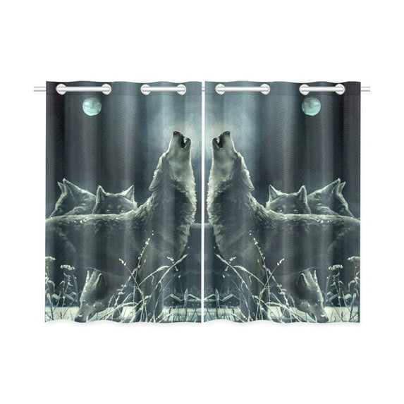 MKHERT Wolves Wolf Animal Window Curtains Kitchen Curtain Room Bedroom Drapes Curtains 26x39 inch, 2 Piece