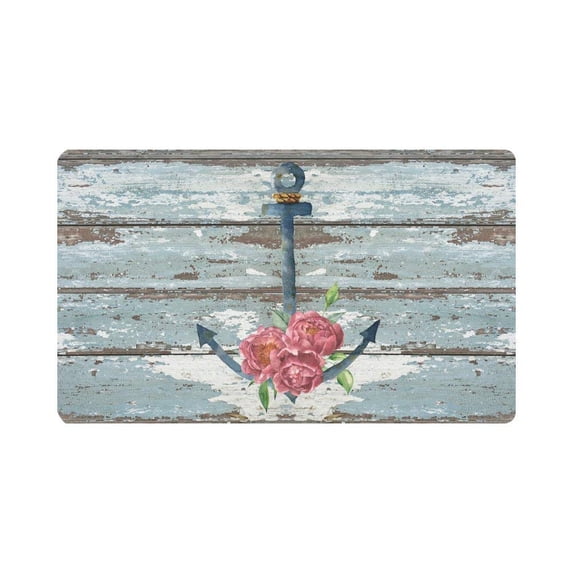 MKHERT Wood with Vintage Nautical Anchor and Rose Doormat Rug Home Decor Floor Mat Bath Mat 30x18 inch