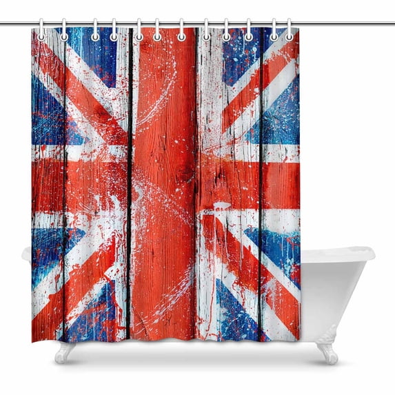 MKHERT Wooden Flag of United Kingdom Decor Waterproof Polyester Bathroom Shower Curtain Bath 60x72 inch