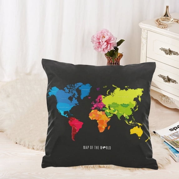 MKHERT World map Throw Pillowcase Pillow Cover Cushion Couver 18x18 inch