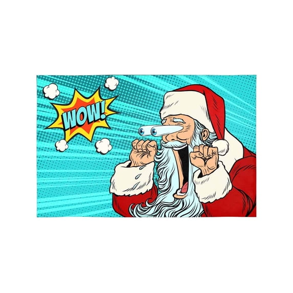 MKHERT Wow Santa Claus Christmas Character Retro Pop Art Placemats Table Mats for Dining Room Kitchen Table Decoration 12x18 inch,Set of 4