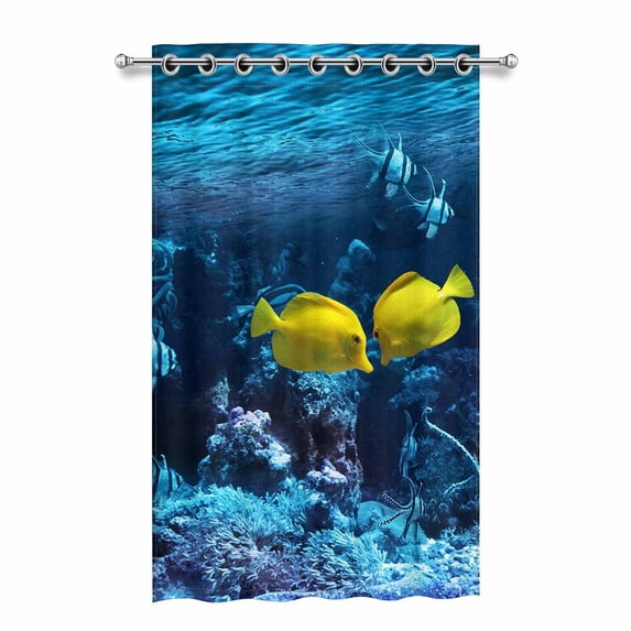 MKHERT Yellow Fish Blackout Window Curtain Drapes Bedroom Living Room Kitchen Curtains 52x84 inch