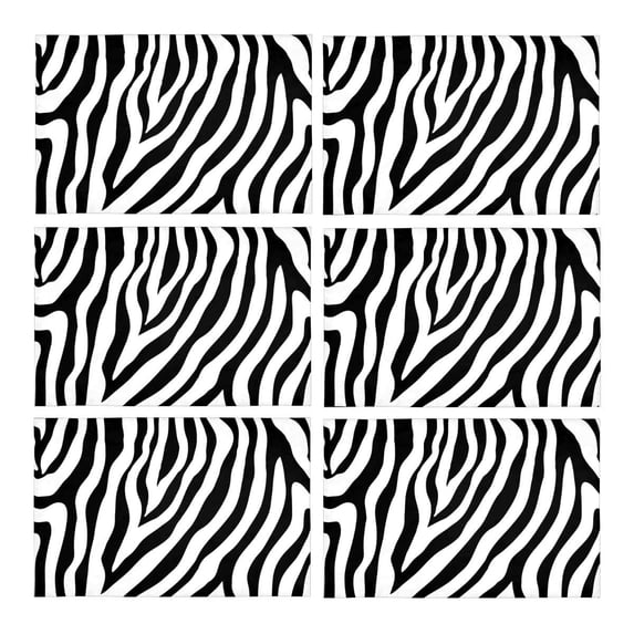 MKHERT Zebra Skin Placemats Table Mats for Dining Room Kitchen Table Decoration 12x18 inch,Set of 6