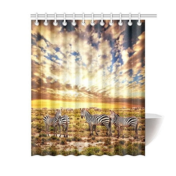 MKHERT Zebras Shower Curtain Bath Curtain Waterproof fabric Polyester Curtains 60x72 inch