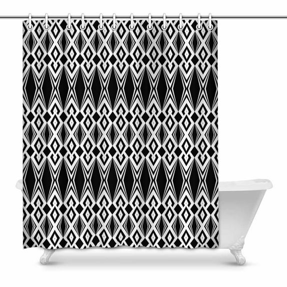 MKHERT black geometric Bathroom Shower Curtain 60x72 inch
